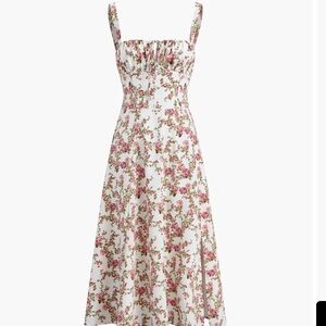 Commense Floral Midi Dress in Pink and Cream